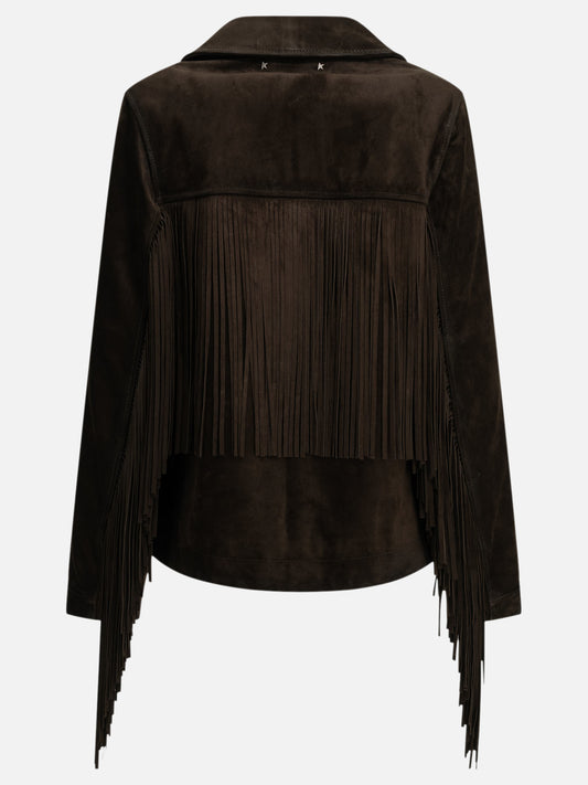 Golden Goose Fringed leather jacket Brown

