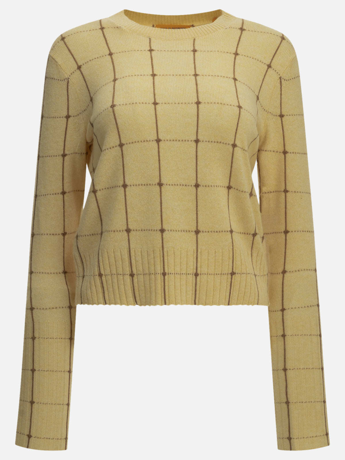 Guest in Residence "Shrunken Checker" Crew-Neck Sweater Yellow - VIETTI