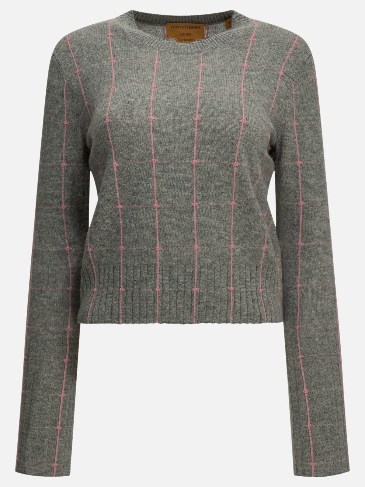 Guest in Residence "Shrunken Checker" Crew-Neck Sweater Grey

