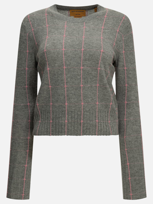 Guest in Residence "Shrunken Checker" Crew-Neck Sweater Grey


