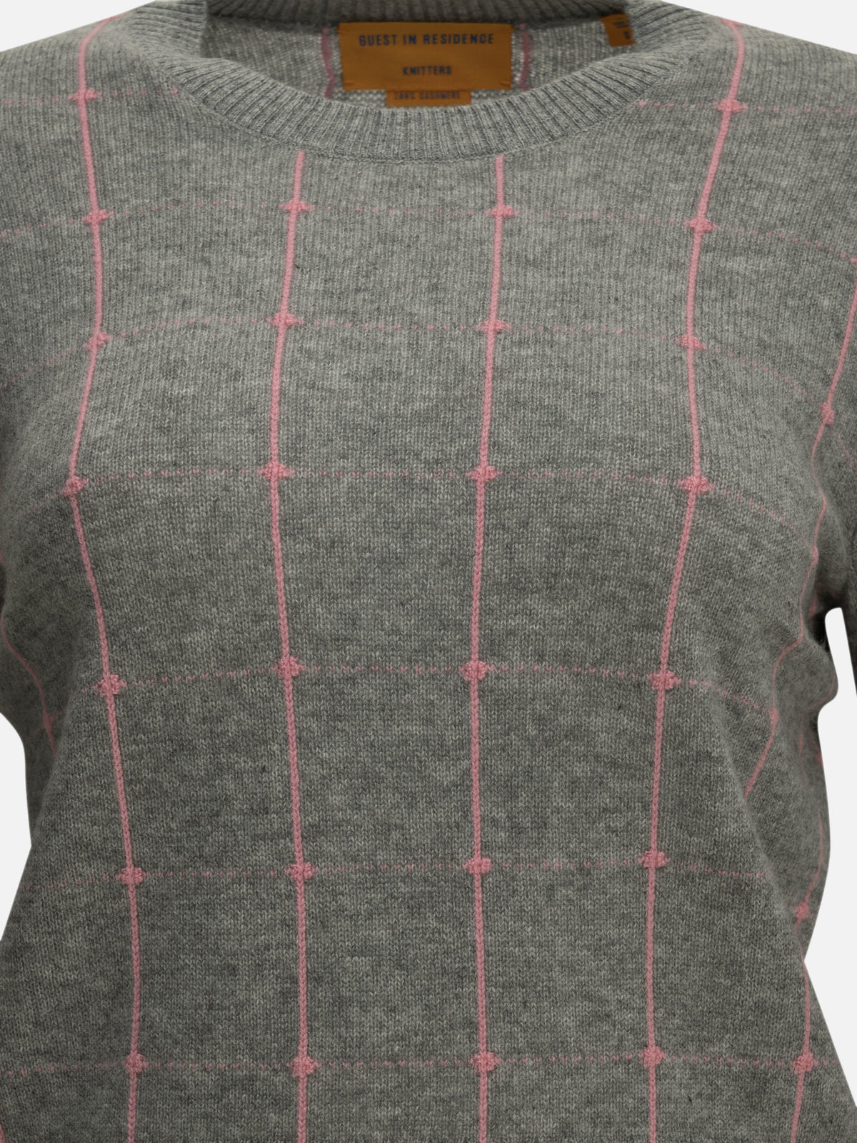Guest in Residence "Shrunken Checker" Crew-Neck Sweater Grey

