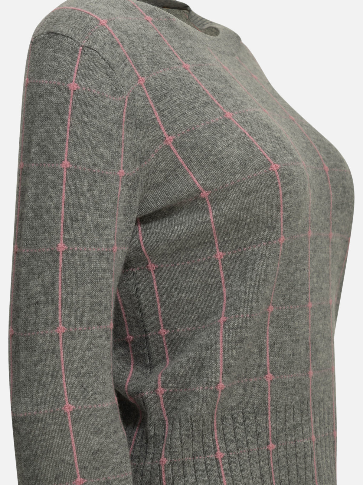 Guest in Residence "Shrunken Checker" Crew-Neck Sweater Grey