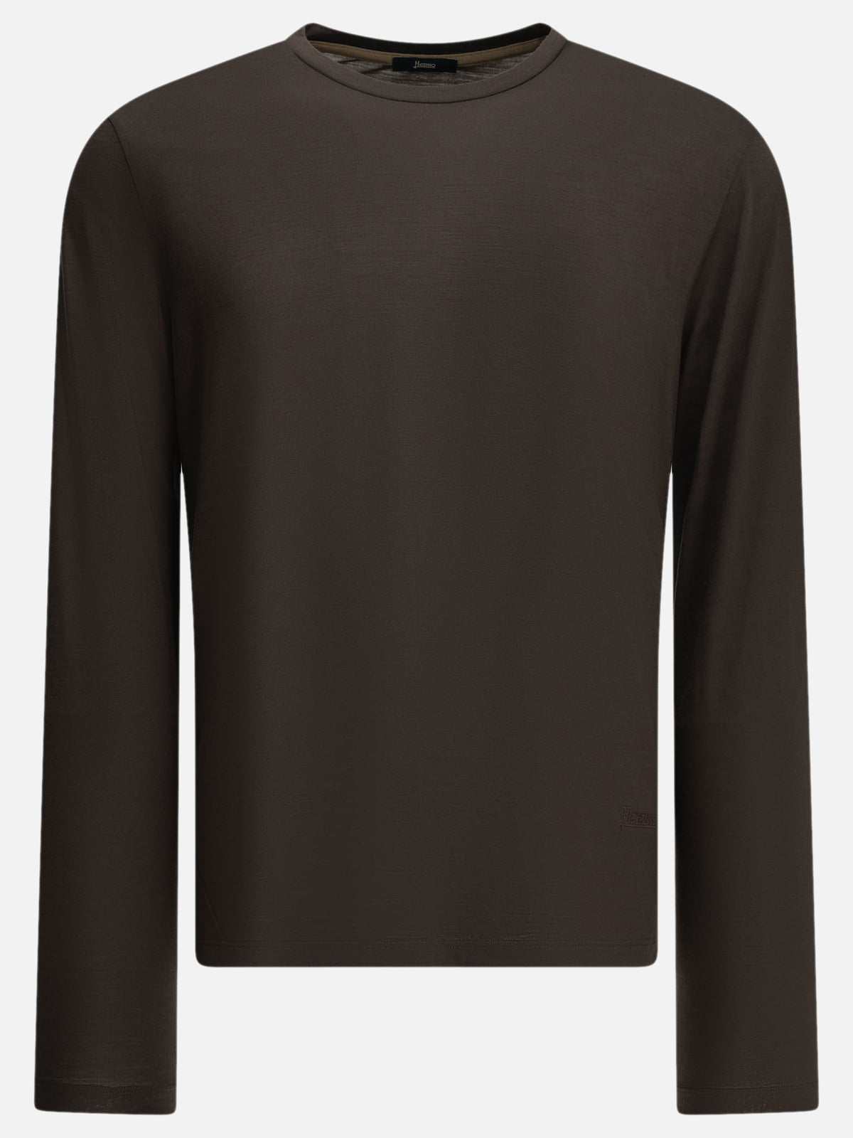 Herno Round-neck wool T-shirt Brown

