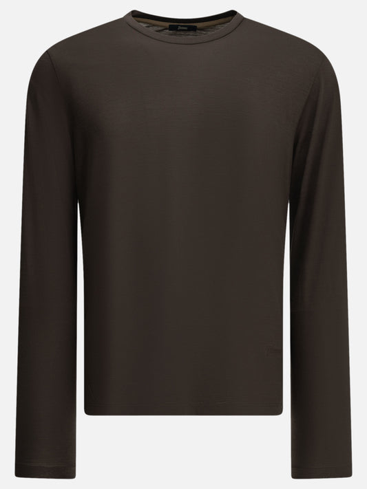 Herno Round-neck wool T-shirt Brown

