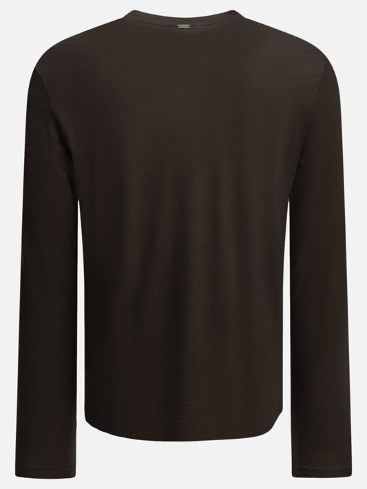 Herno Round-neck wool T-shirt Brown

