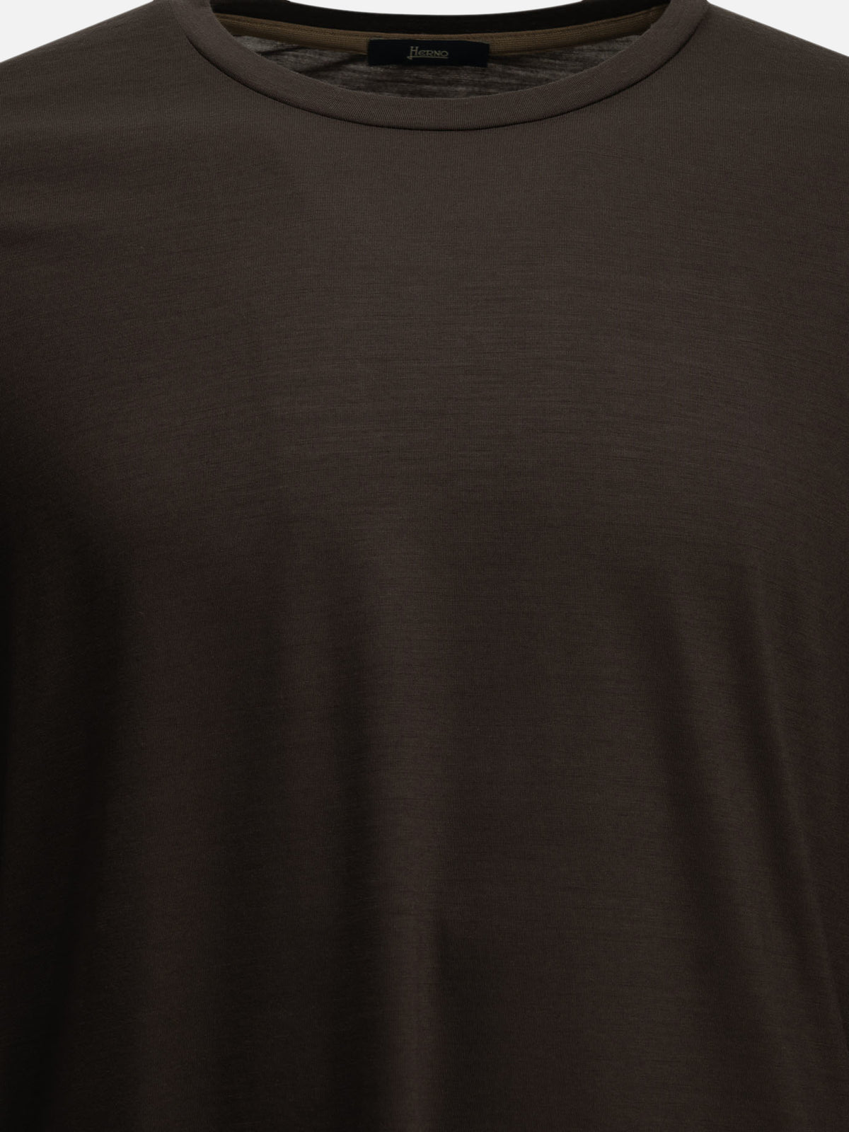 Herno Round-neck wool T-shirt Brown - VIETTI