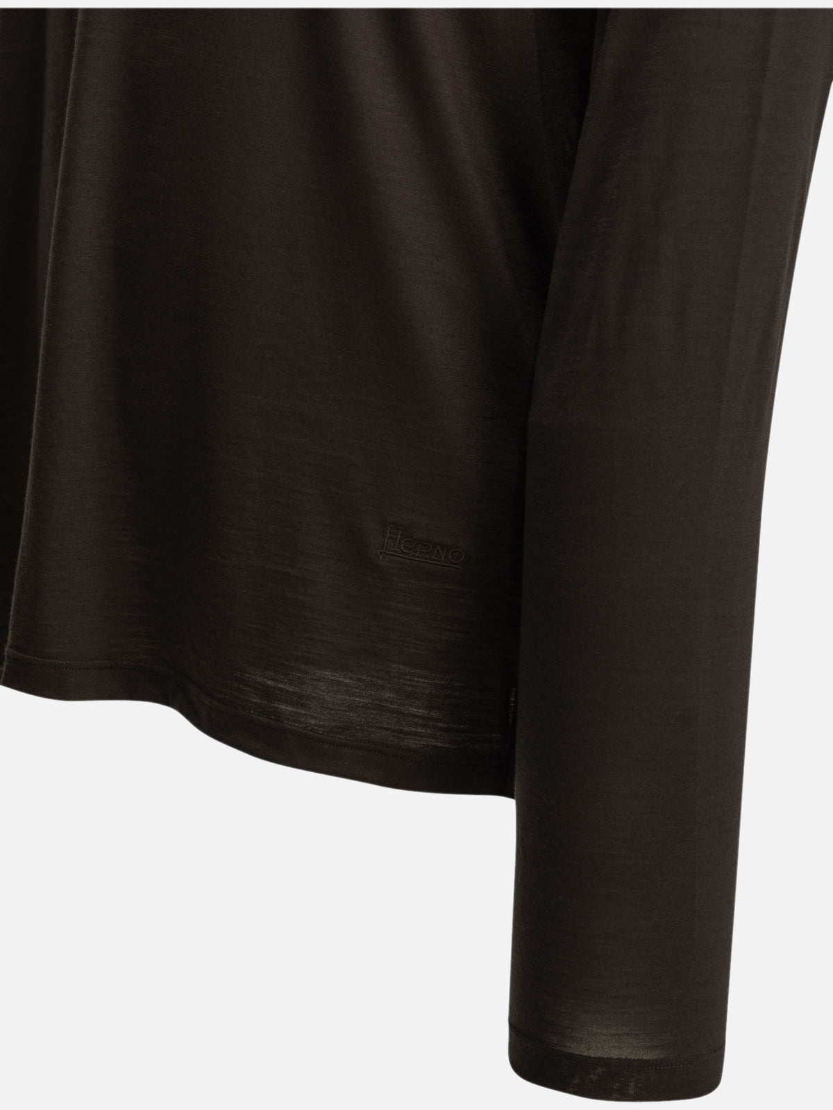 Herno Round-neck wool T-shirt Brown

