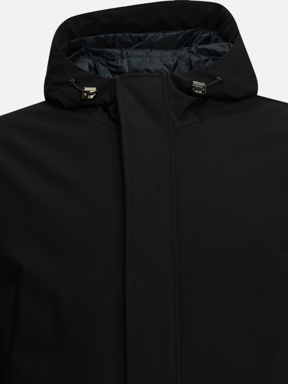 Herno Short down jacket in stretch twill Blue - VIETTI