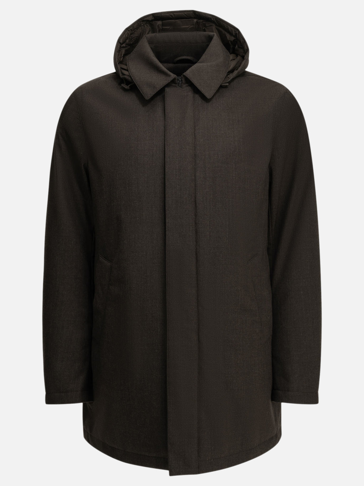 Herno Long flannel down jacket Brown - VIETTI