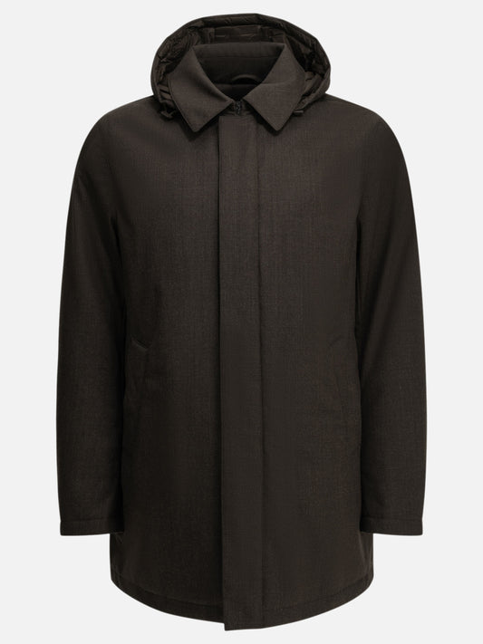 Herno Long flannel down jacket Brown

