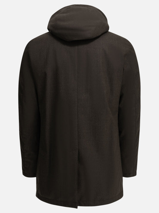 Herno Long flannel down jacket Brown

