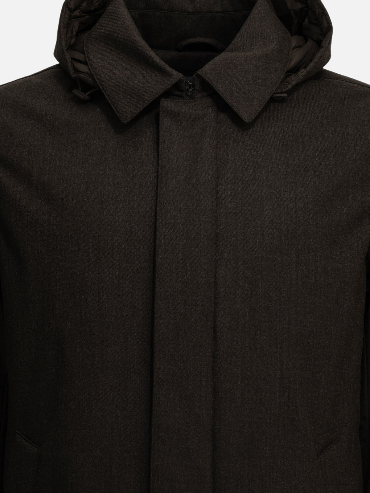 Herno Long flannel down jacket Brown - VIETTI