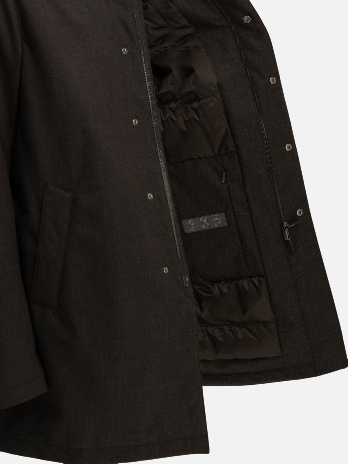 Herno Long flannel down jacket Brown - VIETTI