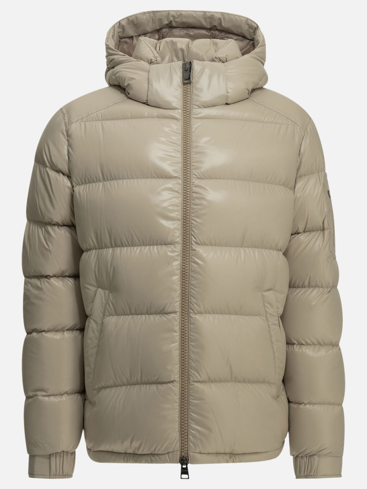 Herno Short down jacket with logo Beige - VIETTI