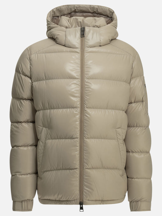 Herno Short down jacket with logo Beige

