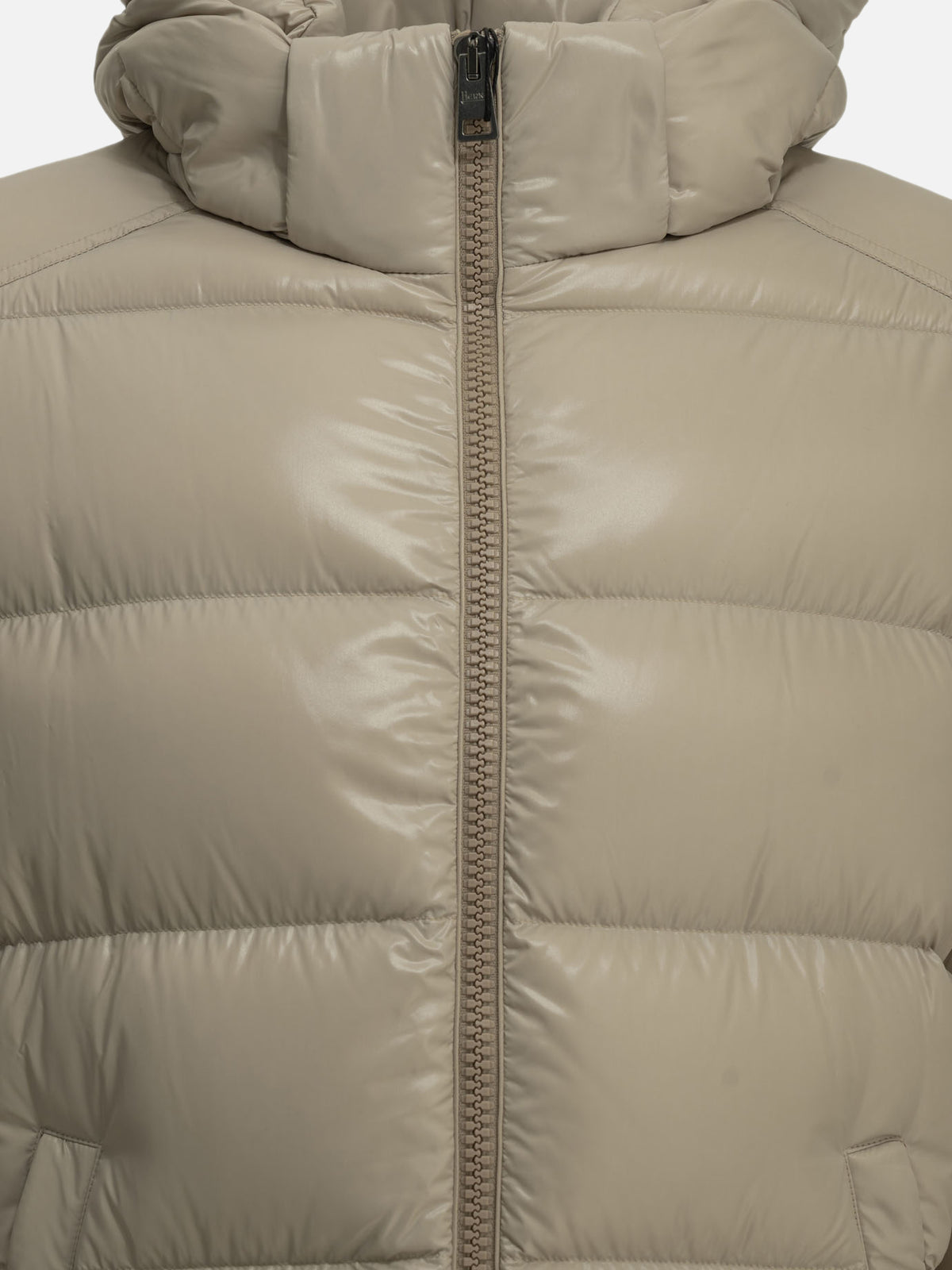 Herno Short down jacket with logo Beige