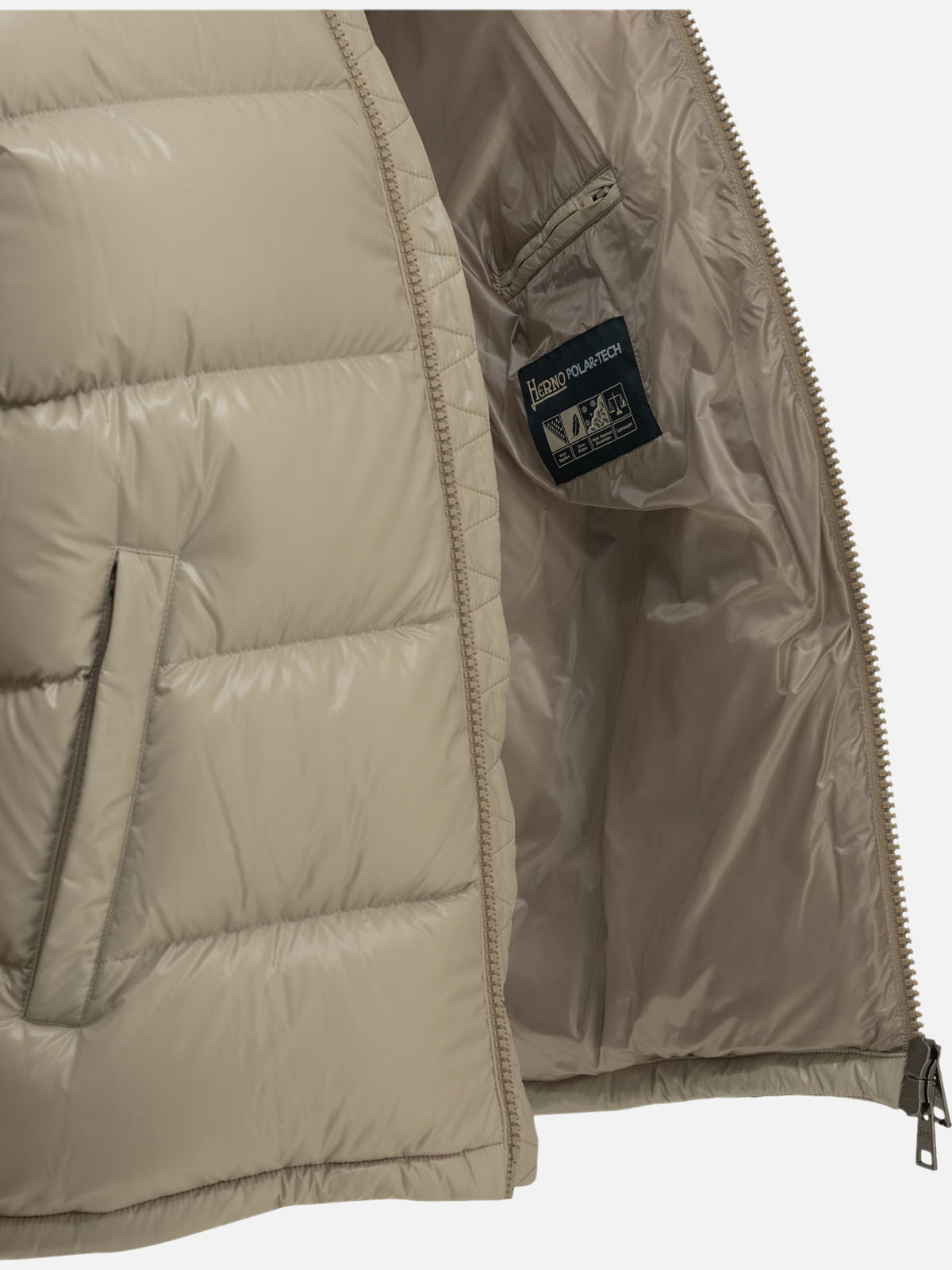 Herno Short down jacket with logo Beige

