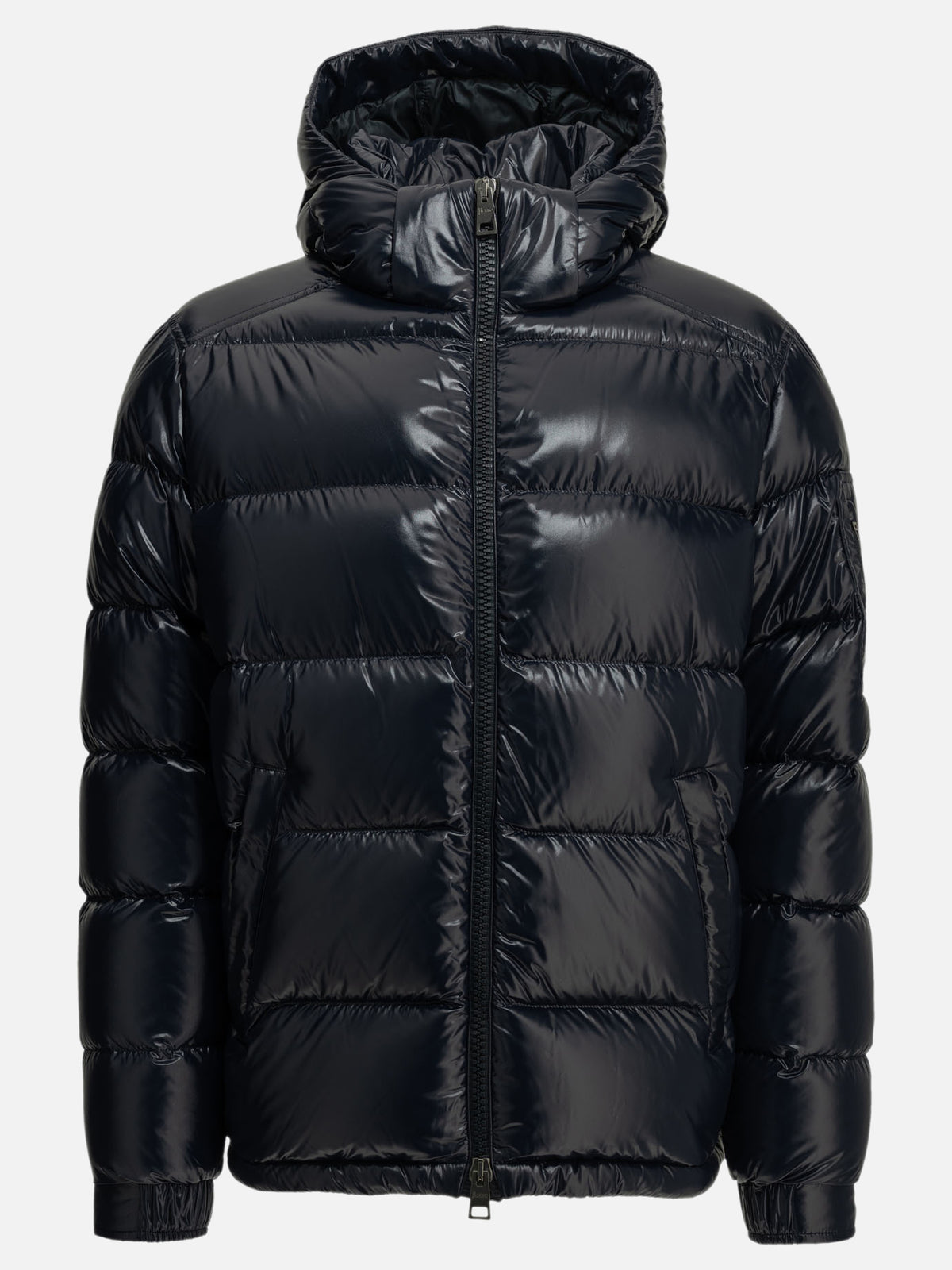 Herno Short down jacket with logo Blue - VIETTI