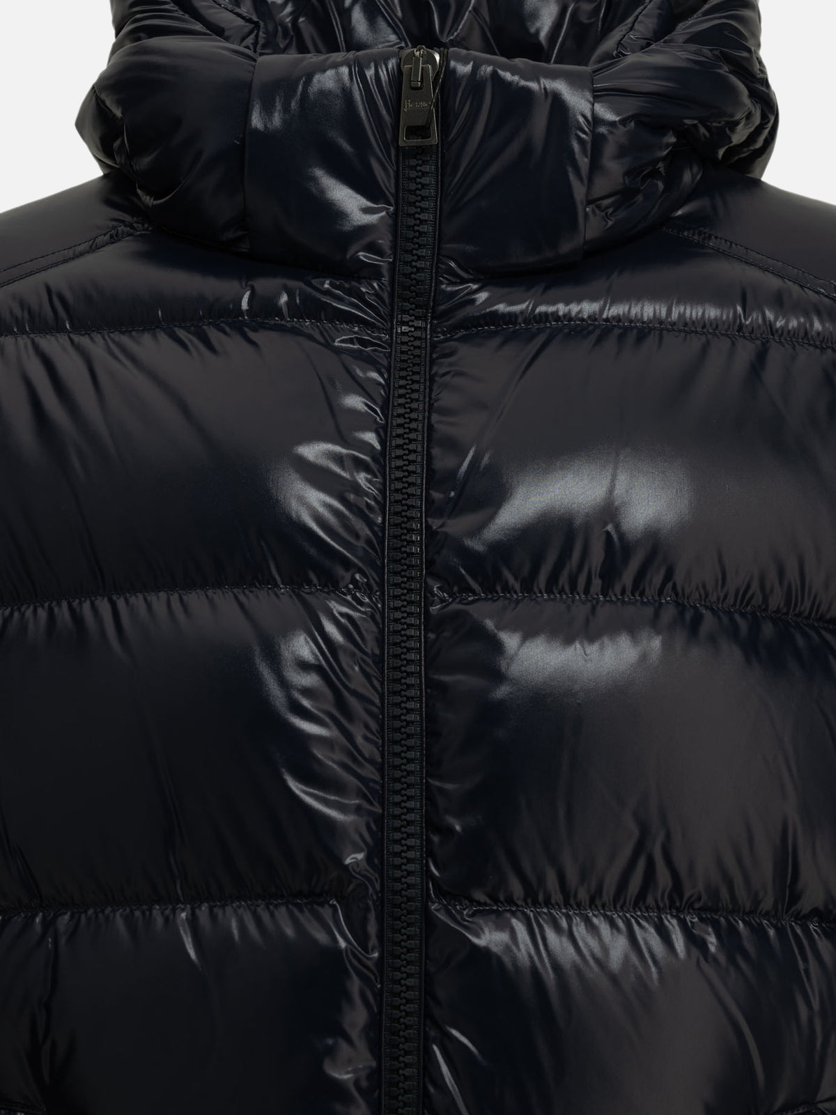 Herno Short down jacket with logo Blue - VIETTI