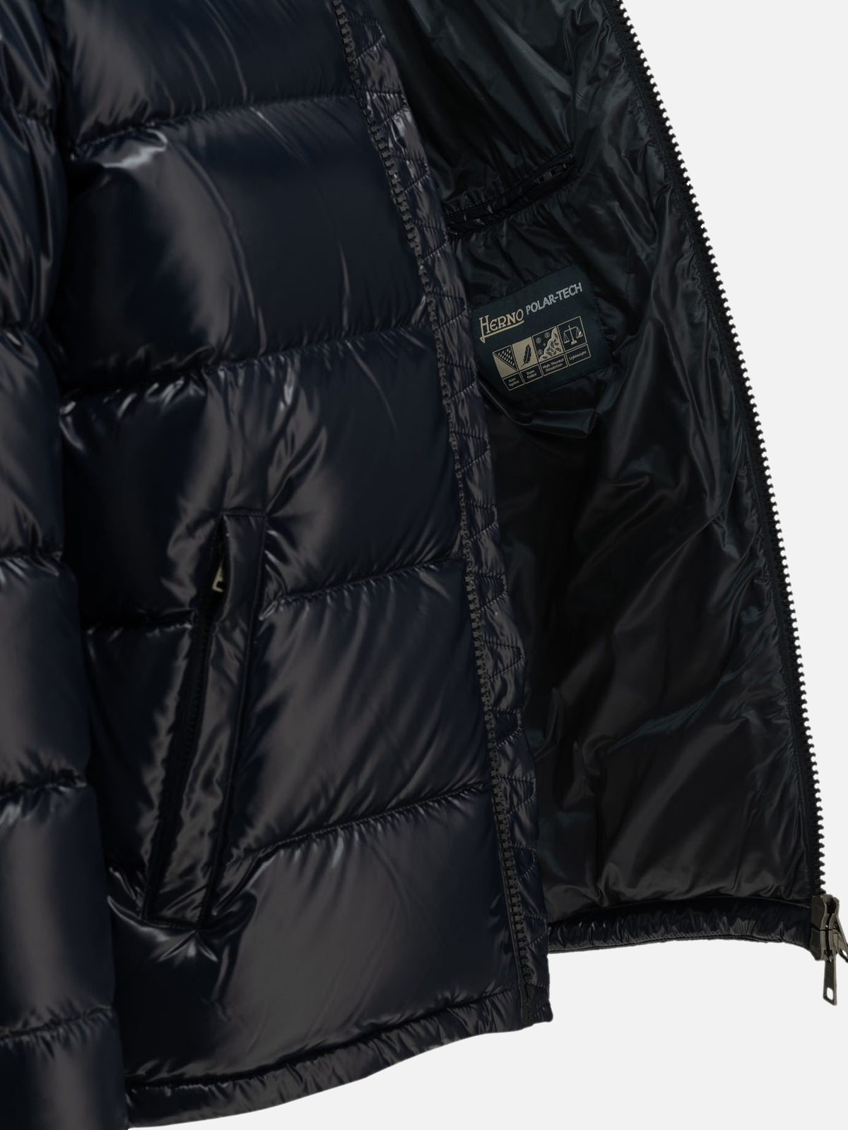 Herno Short down jacket with logo Blue

