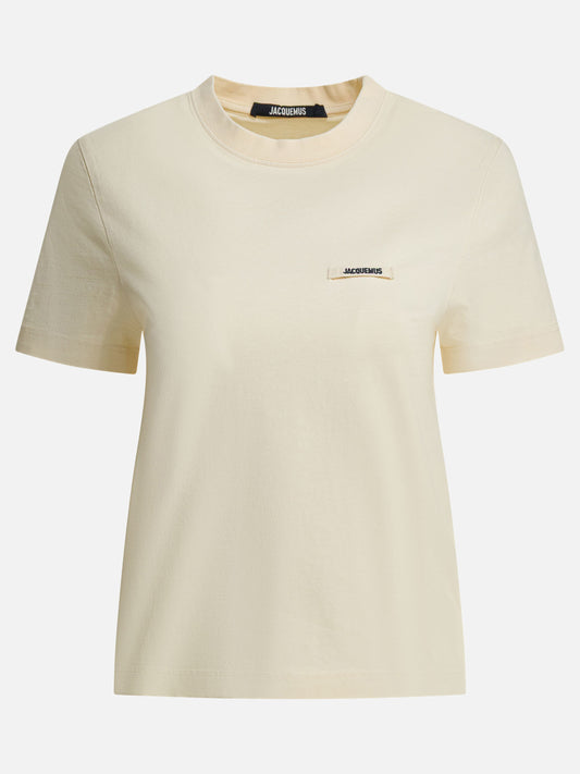 T-shirt girocollo Logo  Beige - Jacquemus Donna | PDP | VIETTI Online Store 
