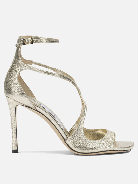 Heeled sandals 95% calf leather 5% lamb leather - 100% calf leather  Gold - Jimmy Choo Women | VIETTI Online Store 
