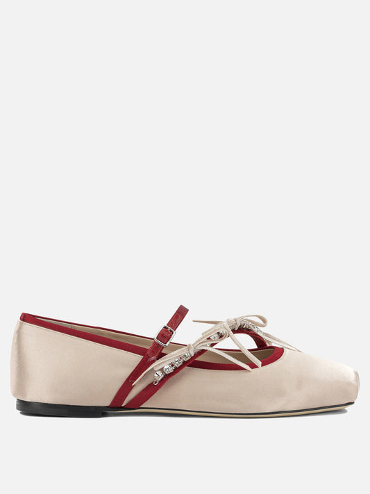 Mary Jane ballet flats 95% textile 5% lamb leather - 95% calf leather 5% rubber  Pink - Jimmy Choo Women | PLP | VIETTI Online Store 
