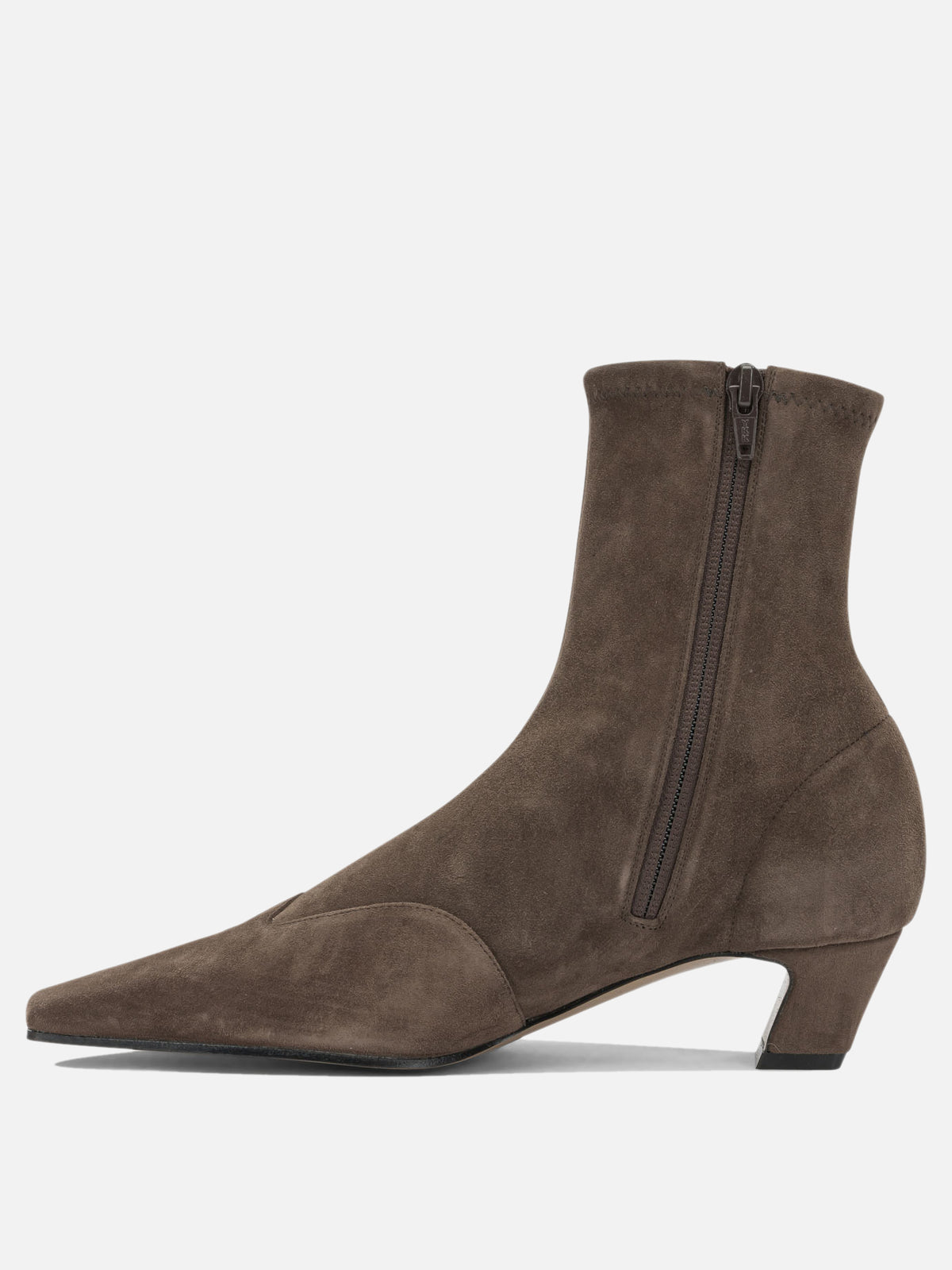 Khaite "Nevada Stretch 40MM" Ankle Boots with Zipper Brown

