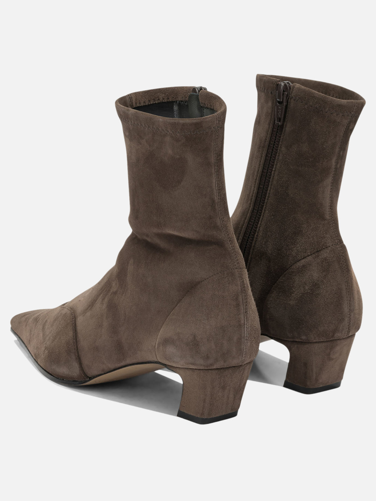 Khaite "Nevada Stretch 40MM" Ankle Boots with Zipper Brown

