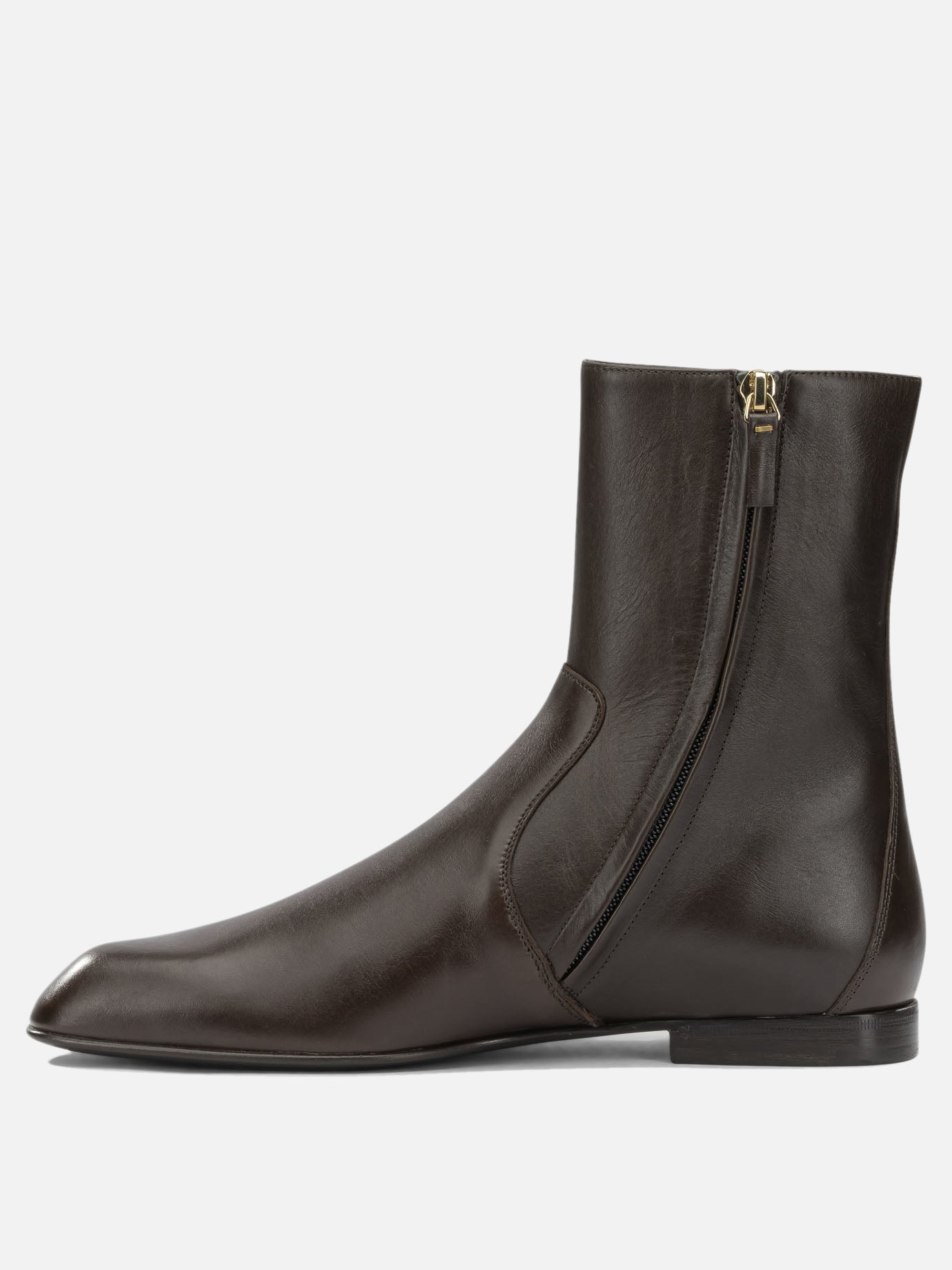 Zipped boots 100% calf leather - 100% calf leather  Brown - Khaite Women | PDP | VIETTI Online Store | thumbnail_3