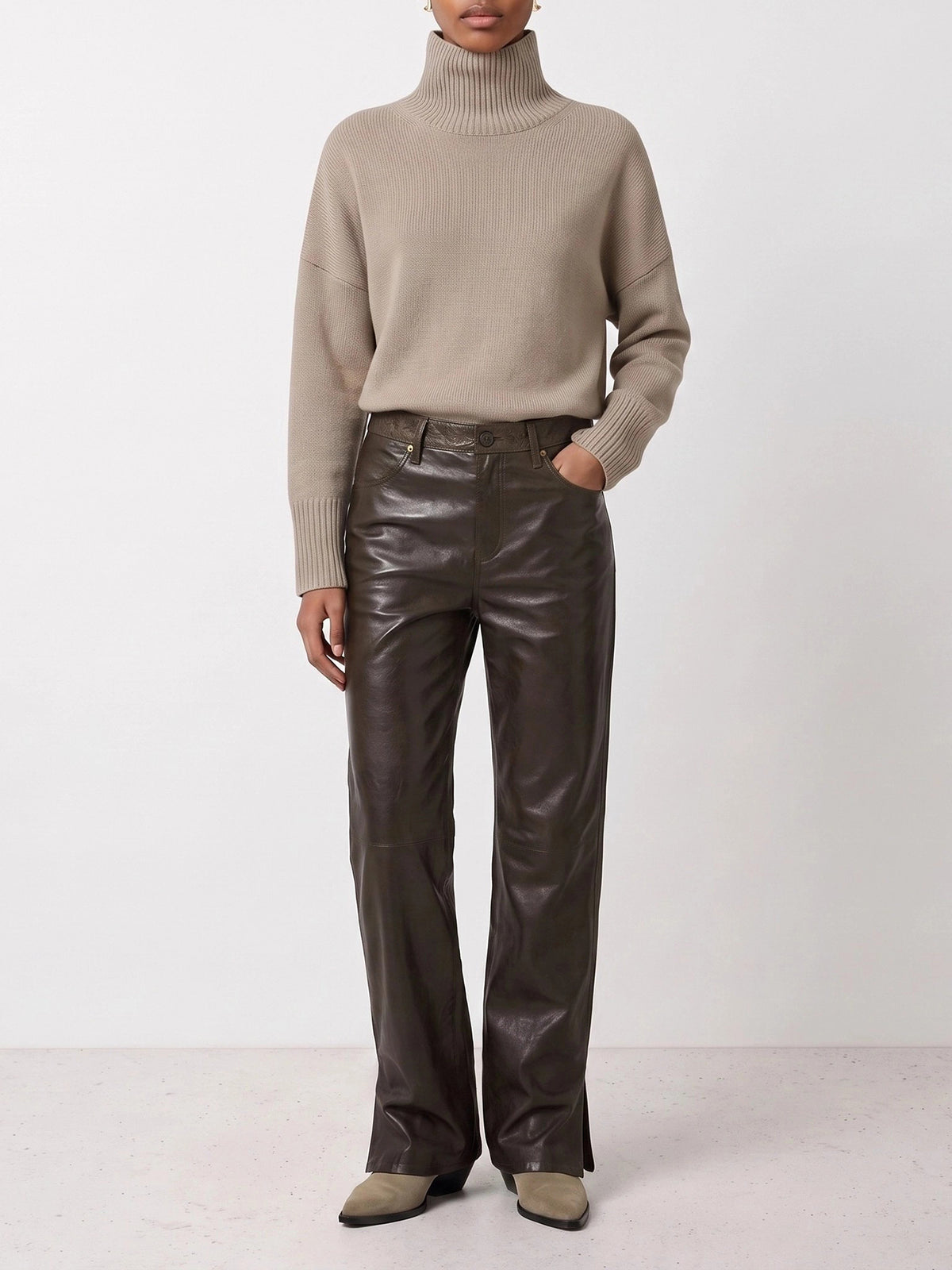 Lisa Yang "Heidi" Turtleneck Sweater Beige