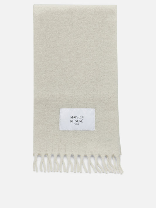Maison Kitsuné Alpaca Fringed Scarf Beige

