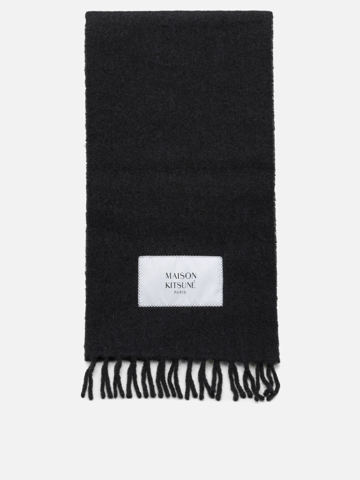 Maison Kitsuné Alpaca Fringed Scarf Black

