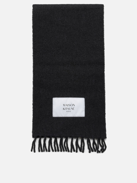 Maison Kitsuné Alpaca Fringed Scarf Black

