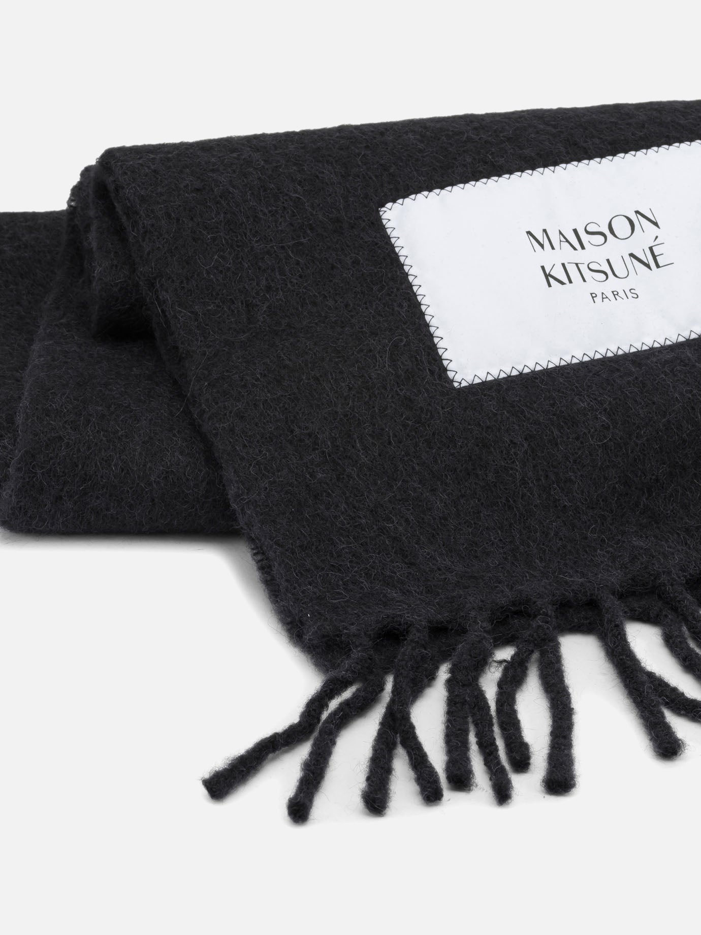 Maison Kitsuné Alpaca Fringed Scarf LM06206WA0022 Black - Men