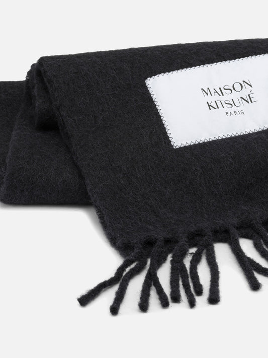 Maison Kitsuné Alpaca Fringed Scarf Black

