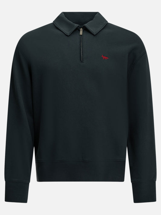 Maison Kitsuné "Profile Fox" Polo-Collar Sweatshirt Blue

