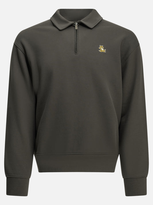Maison Kitsuné "Chillax Fox" Polo-Collar Sweatshirt Grey


