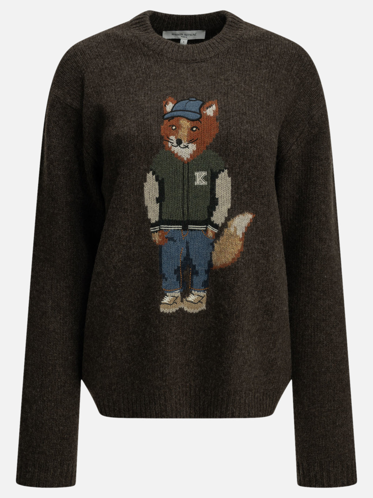 Maison Kitsuné "Dressed Fox" Crew-Neck Sweater Brown - VIETTI