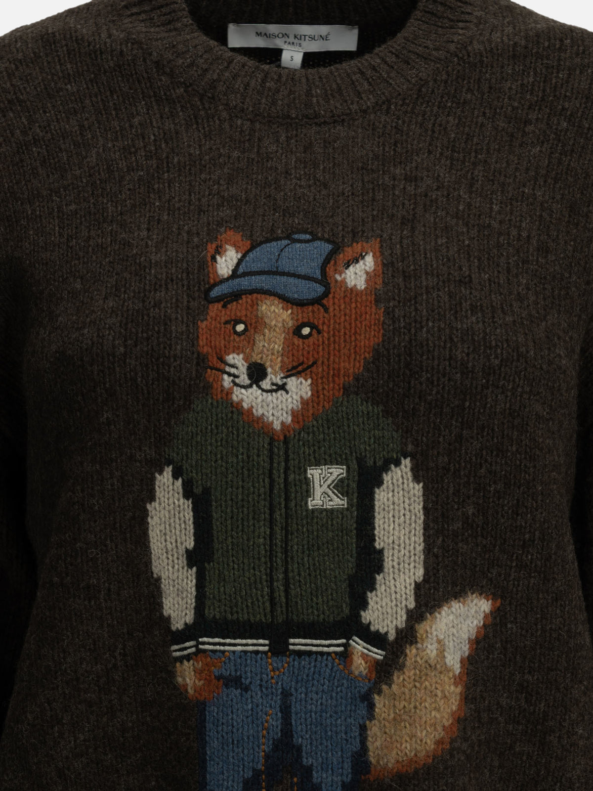 Maison Kitsuné "Dressed Fox" Crew-Neck Sweater Brown - VIETTI
