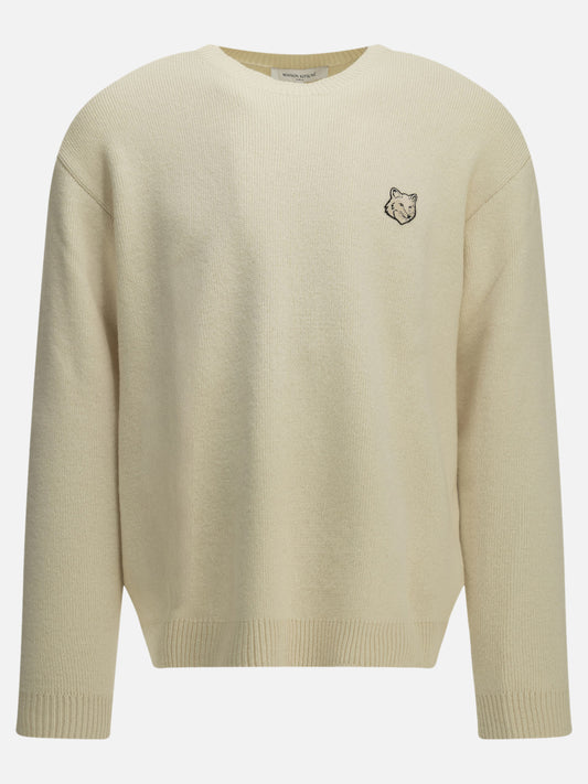 Maison Kitsuné "Fox Head Milano" Crew-Neck Sweater White


