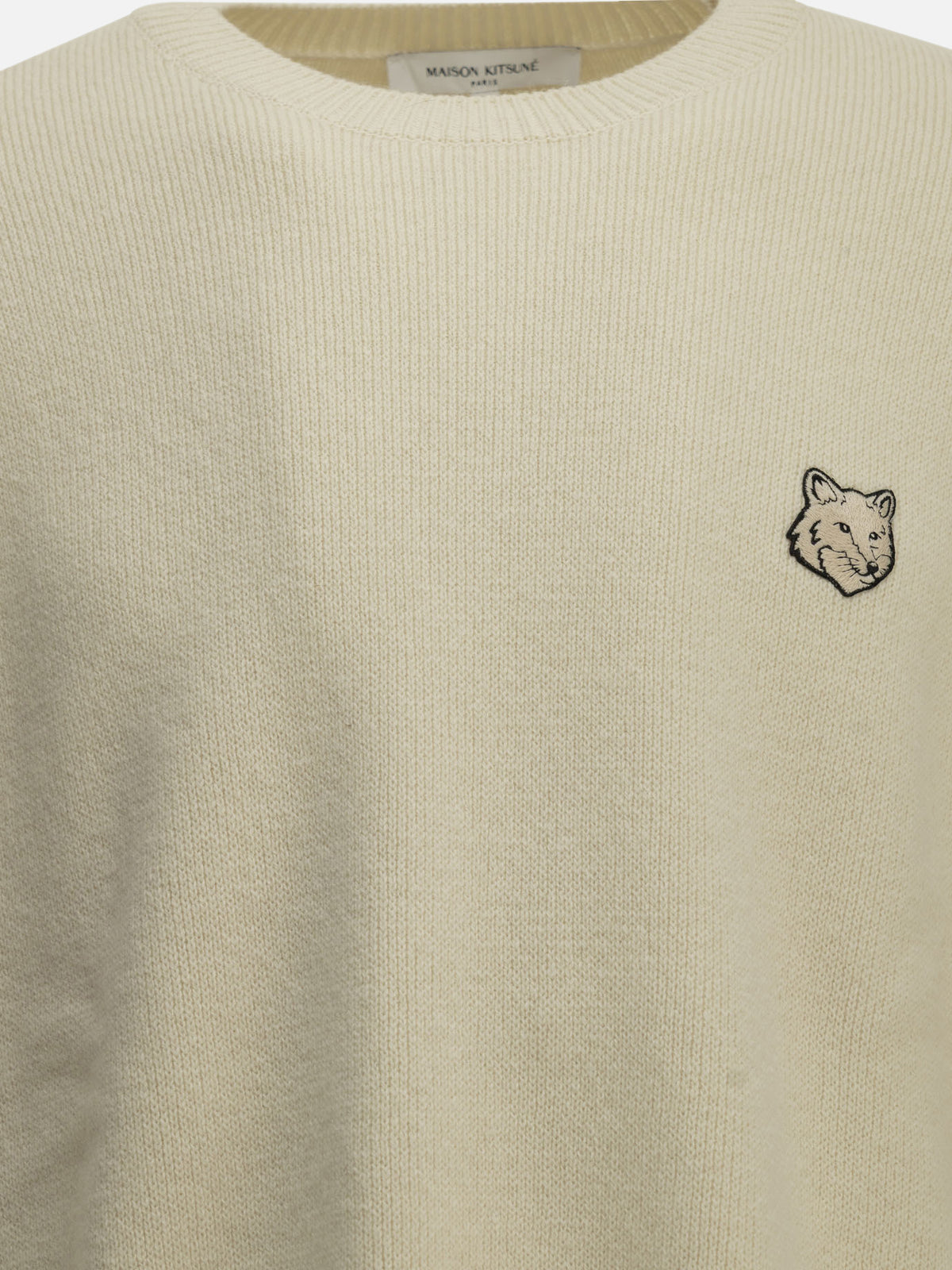 Maison Kitsuné "Fox Head Milano" Crew-Neck Sweater White - VIETTI