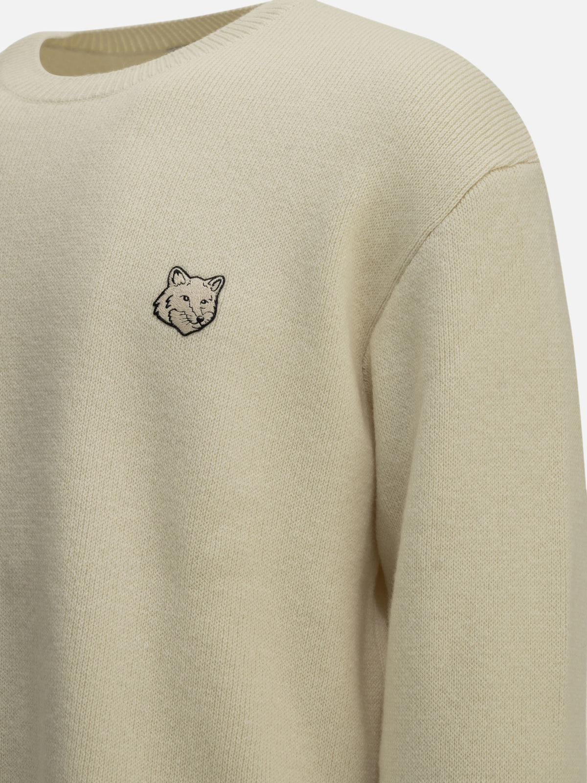 Maison Kitsuné "Fox Head Milano" Crew-Neck Sweater White - VIETTI