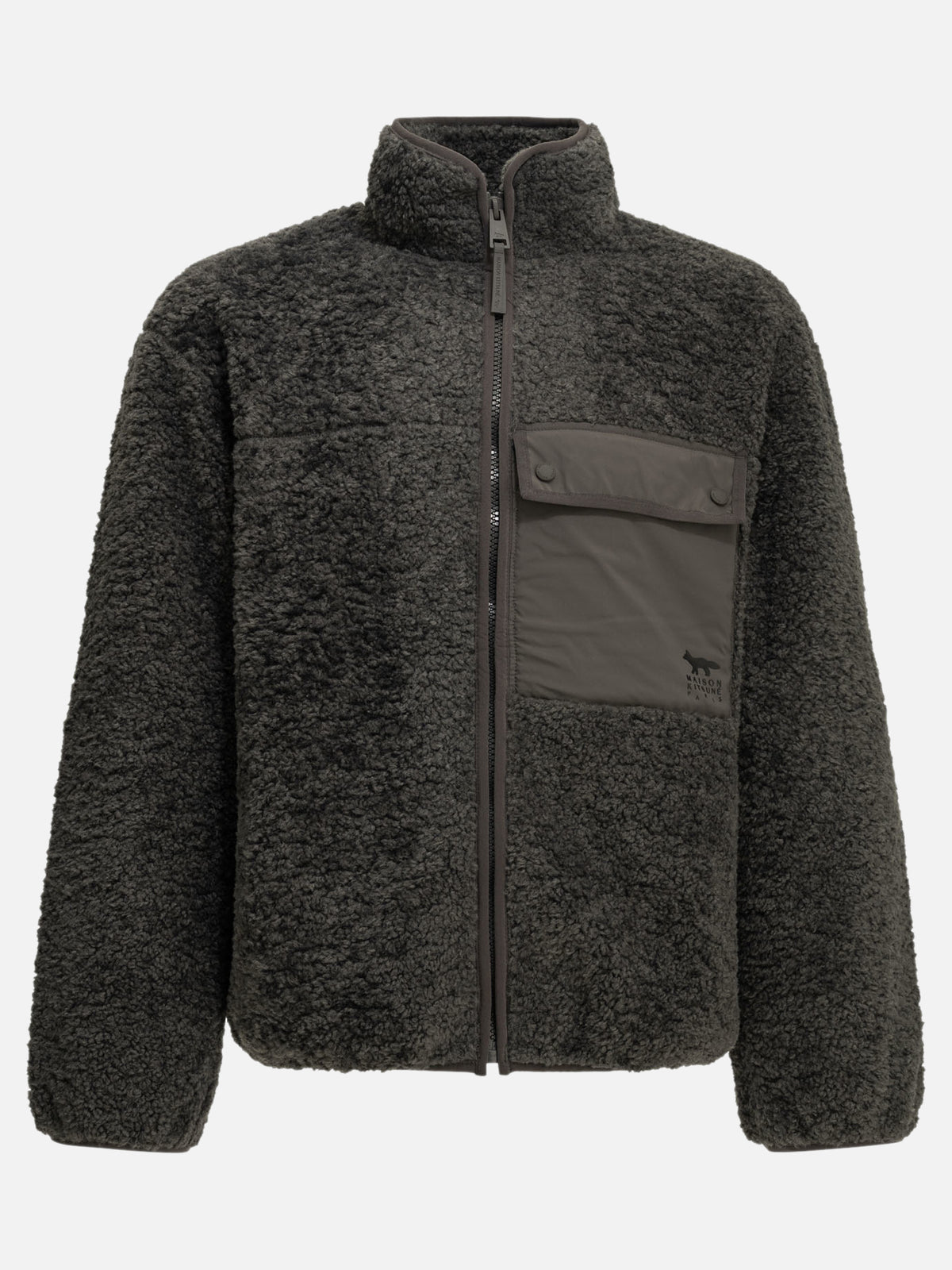 Maison Kitsuné Fleece Jacket with Logo Grey - VIETTI