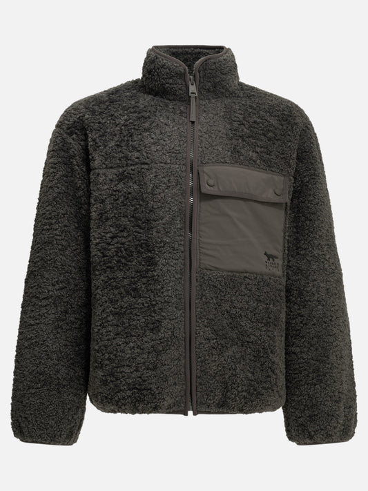 Maison Kitsuné Fleece Jacket with Logo Grey

