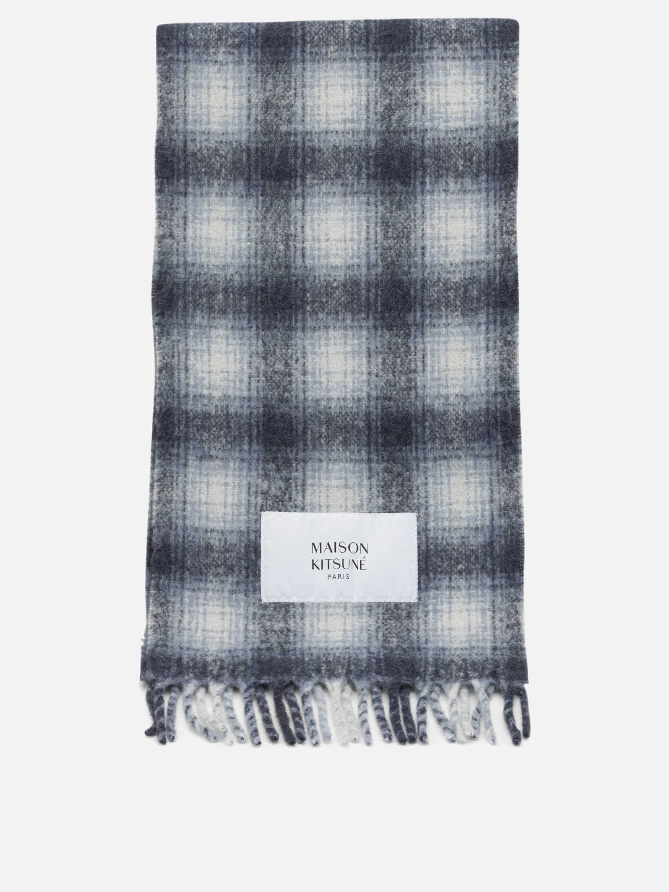 Maison Kitsuné Alpaca Fringed Scarf MRUAT10WA0022 Blue - Men