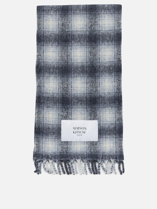 Maison Kitsuné Alpaca Fringed Scarf Blue

