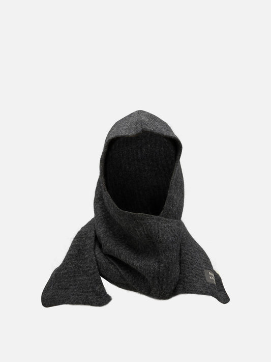 Maison Kitsuné Hooded Scarf with Logo Grey

