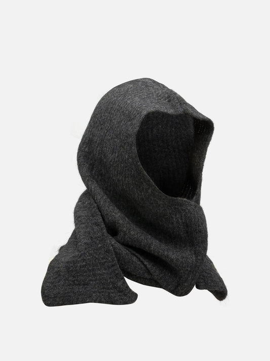 Maison Kitsuné Hooded Scarf with Logo Grey

