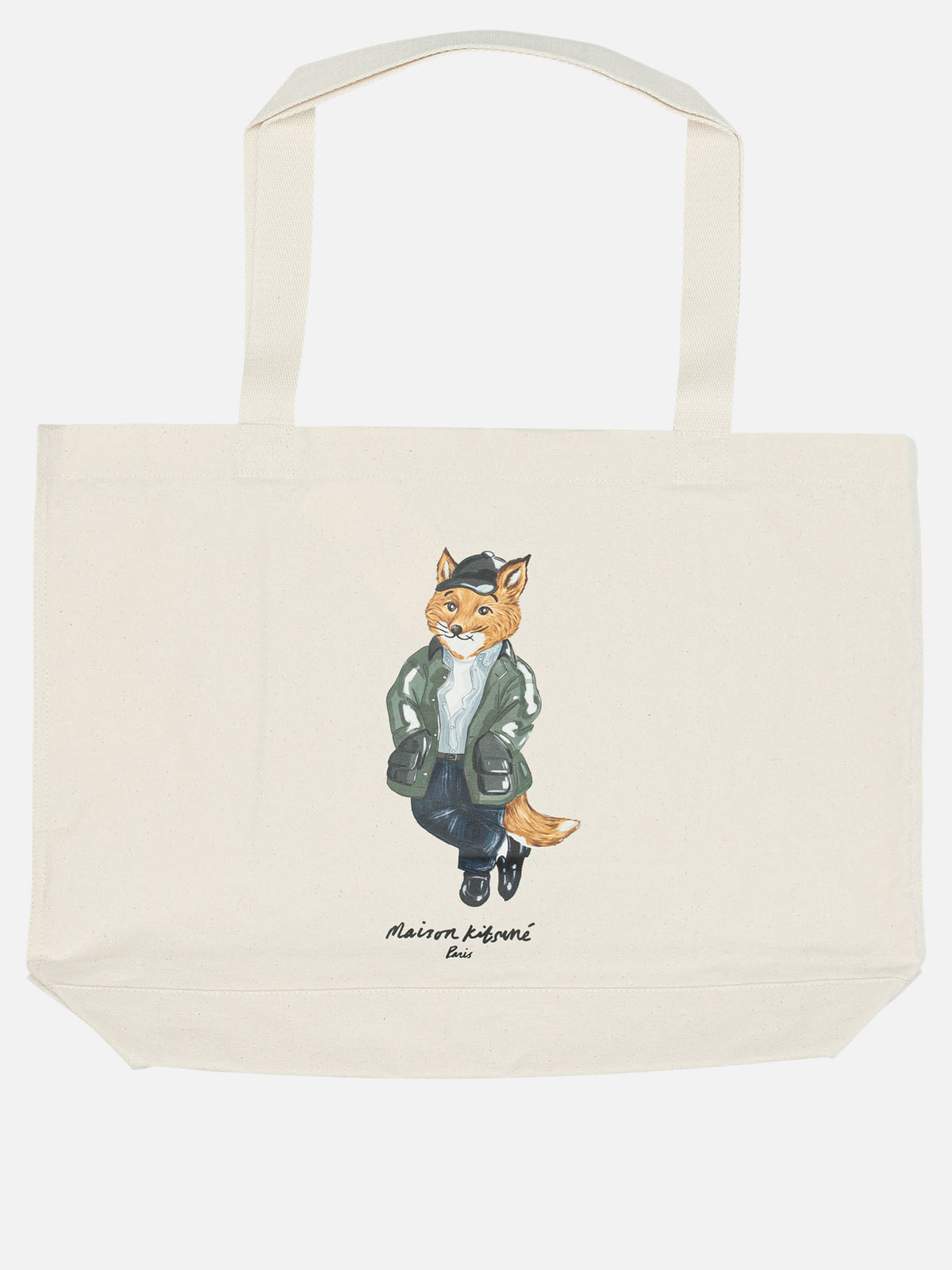 Maison Kitsuné "Weekend Fox" Large Shoulder Bag Beige - VIETTI